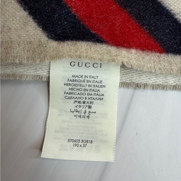 Gucci GG Monogram Wool Scarf w/ Web Stripe | Like New - Picture 5 of 6